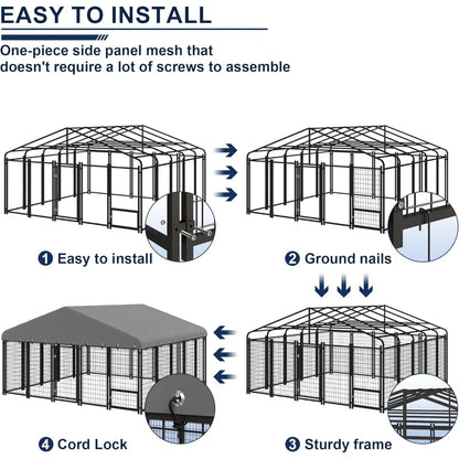 Dog  Outside Heavy-Duty Kennel With Roof;
