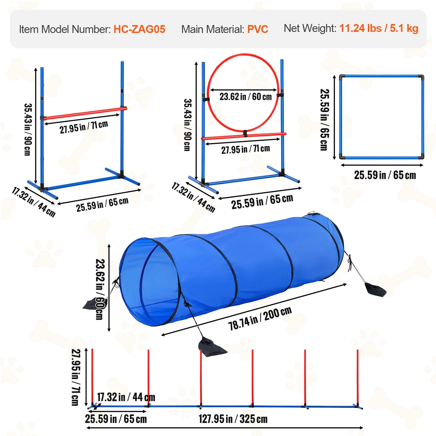 Dog Agility Training Equipment 5PCS Set Upgrade;