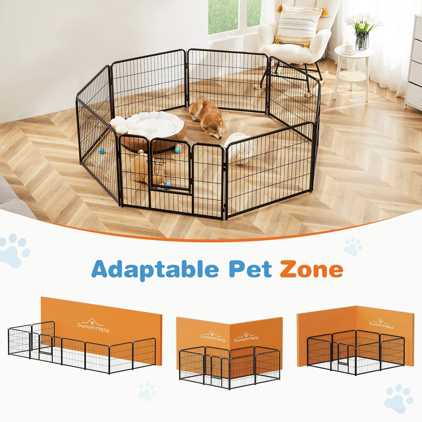 8 Panel Dog Playpen Indoor; Exercise Fence  Outdoor;