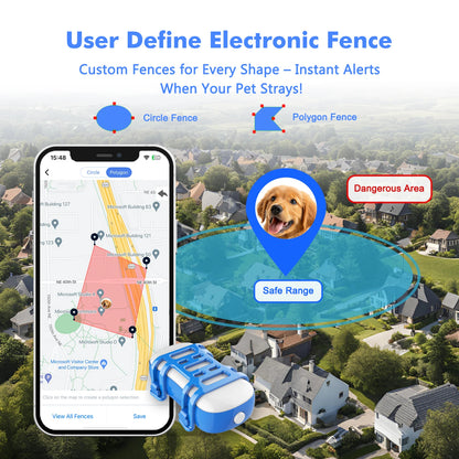 ‌4G Dog/ Cat GPS Tracker - Waterproof Smart Locator ;