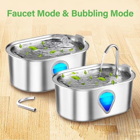Auto large capacity pet water dispenser; stainless steel water fountain with LED Lighting;