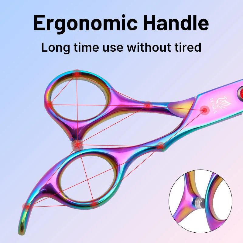 Classical Model homeuser Alloy steel 6.5/7.0 Inch rainbow&black dog grooming scissors; Shears set for household pet owner;