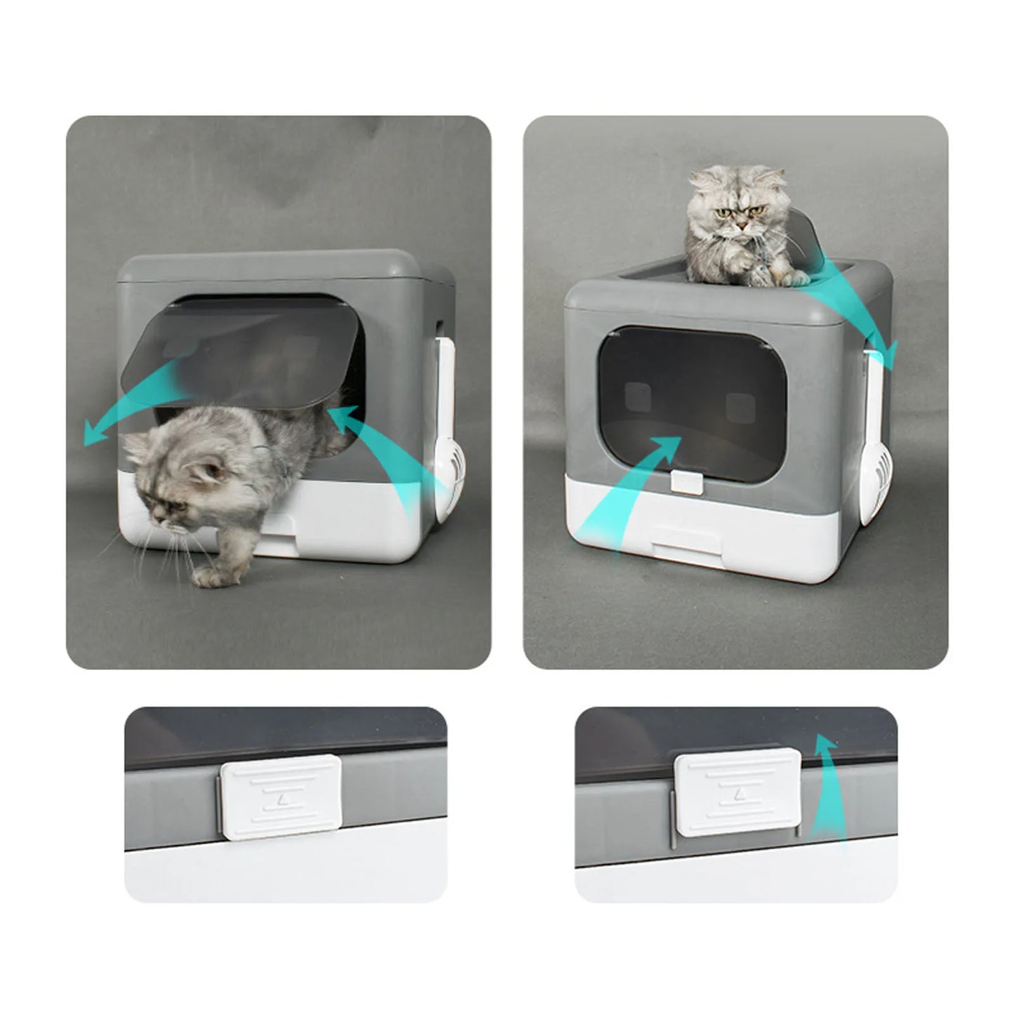 Cat Litter Box Large; Plastic Spill Proof Cat Toilet