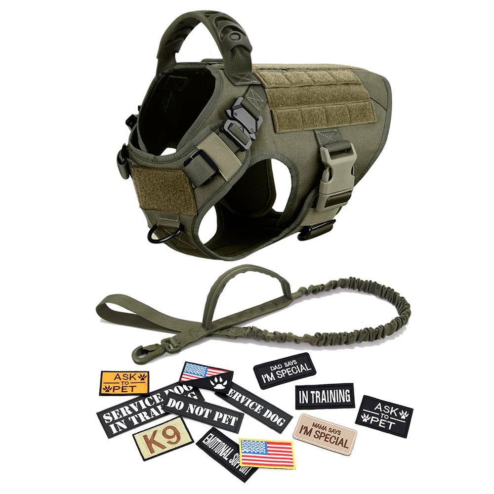 Military  Dog Harness , Collar ,Leash ; Bags Patches Set;