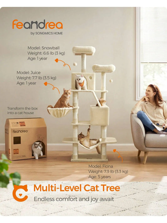 Cat Tree, 66 " Cat Tower w/ Scratching Posts,