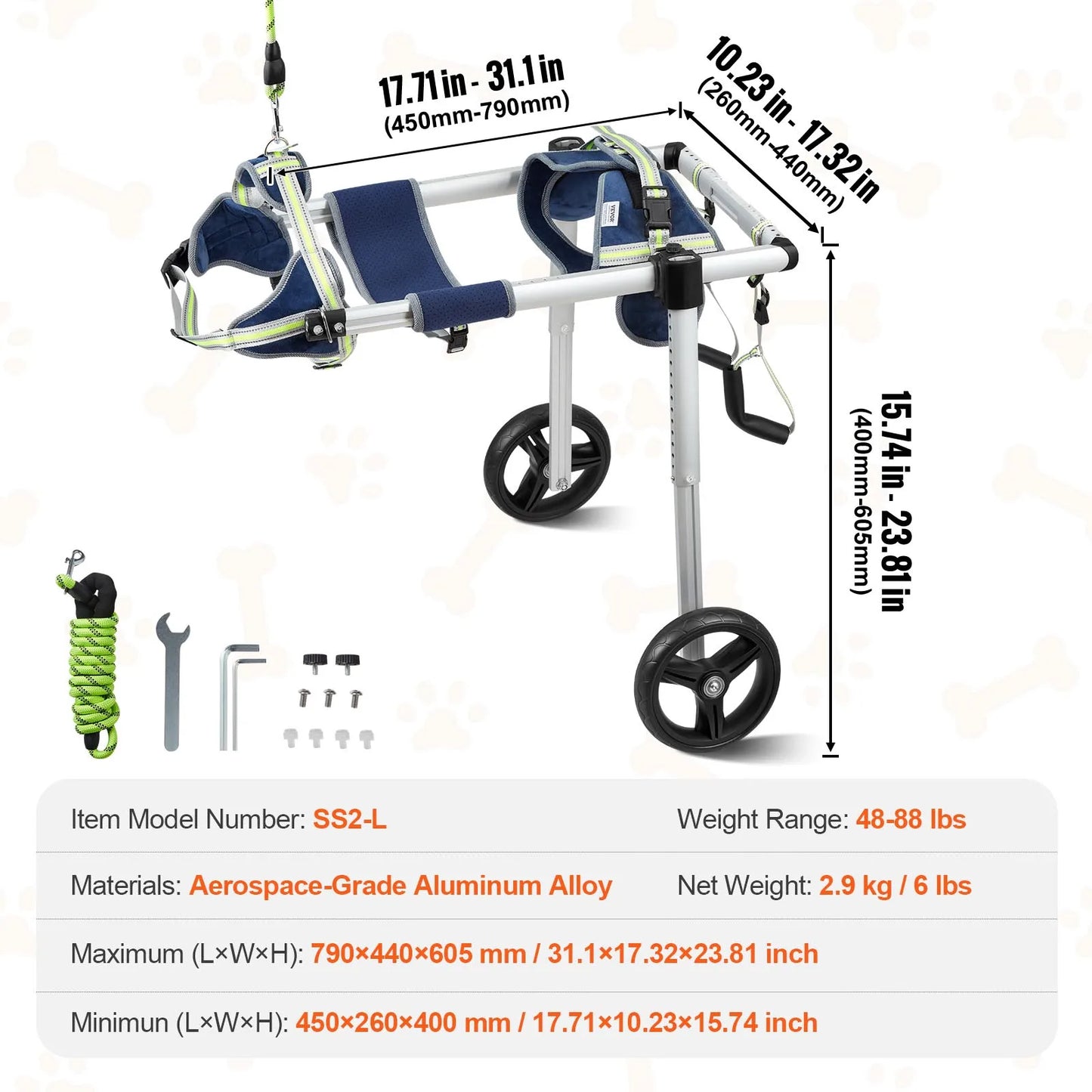 Dog Wheelchair for Back Legs; For Disabled Dogs;
