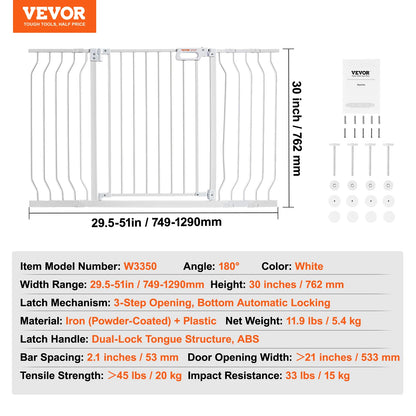 Dog Gate Walk Thru; Child Pet Security; Pressure Mount;