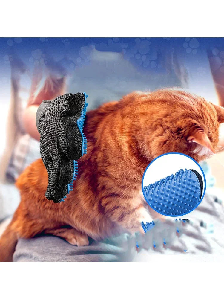 Grooming Dog / Cat  Fur 2 Sided Grooming Glove;  De-Shedding/ De-Matting Pet Hair Glove