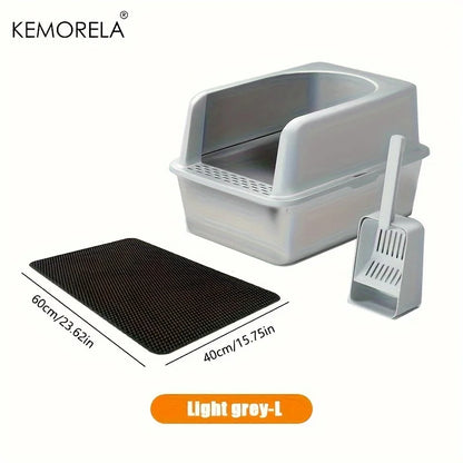 Stainless Steel Litter Box W/ Litter Mat& Scoop; HighVolume;