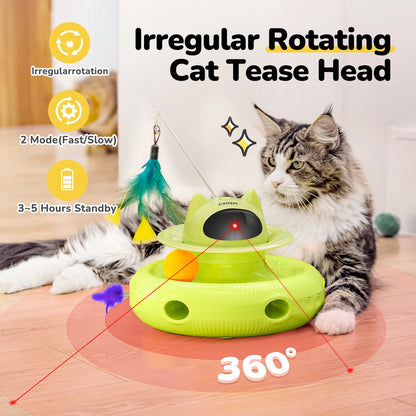 Magic Box Cat Teaser,  Yellow-green w/ base feather;