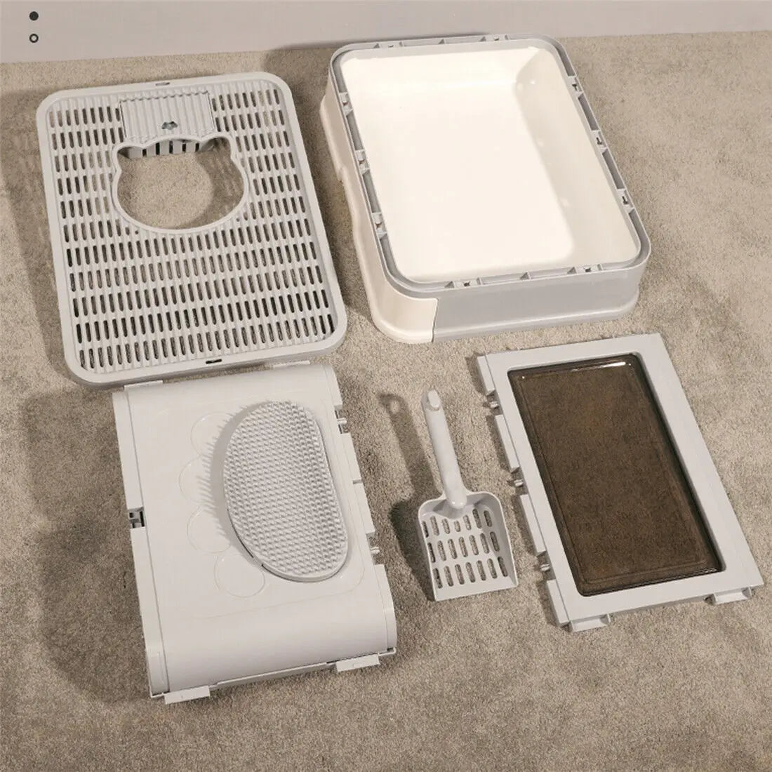 Foldable Cat Litter Box; Front Entry & Top Exit ; & Litter Scoop