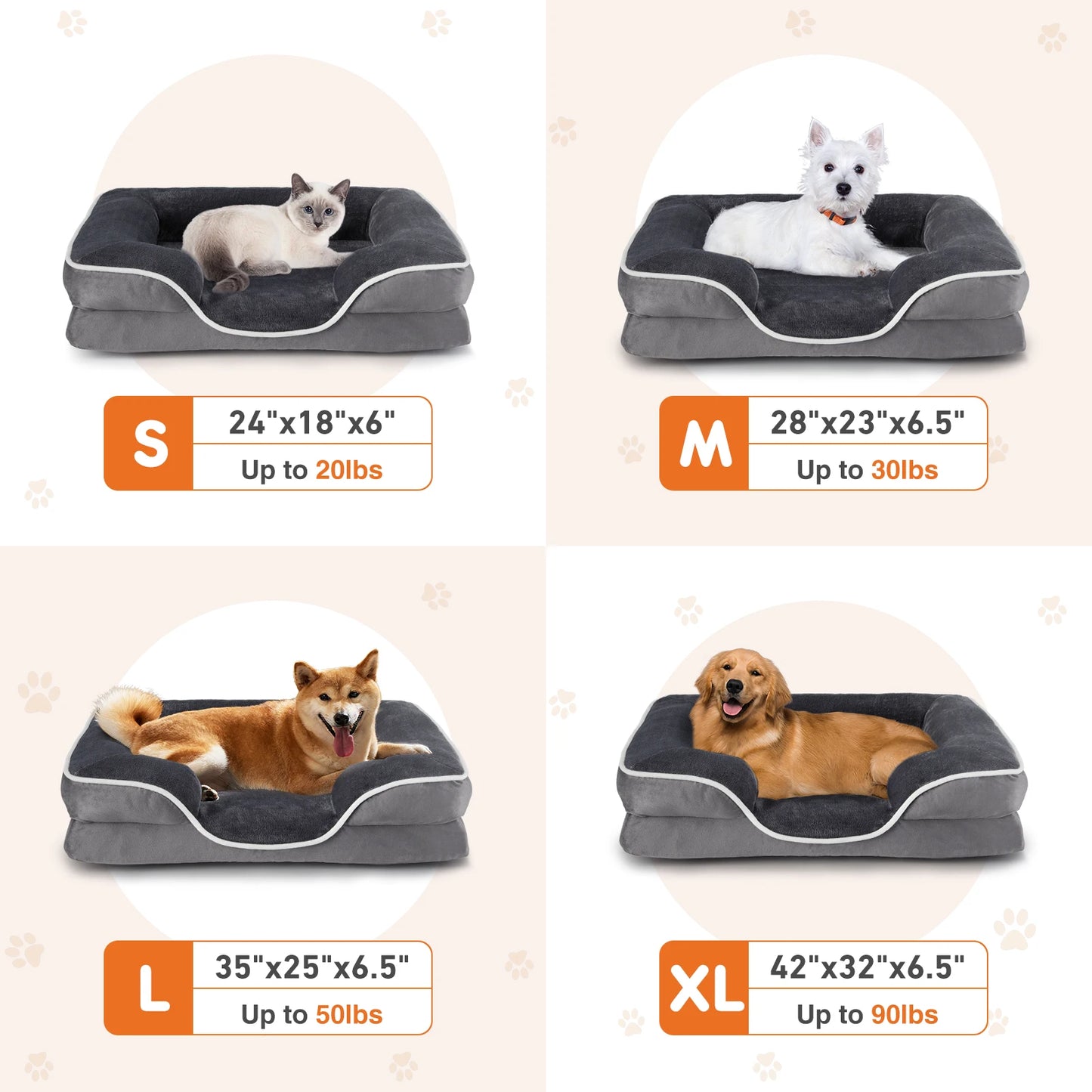 Orthopedic Dog Bed; Memory Foam Bed Small Dogs & Cats;