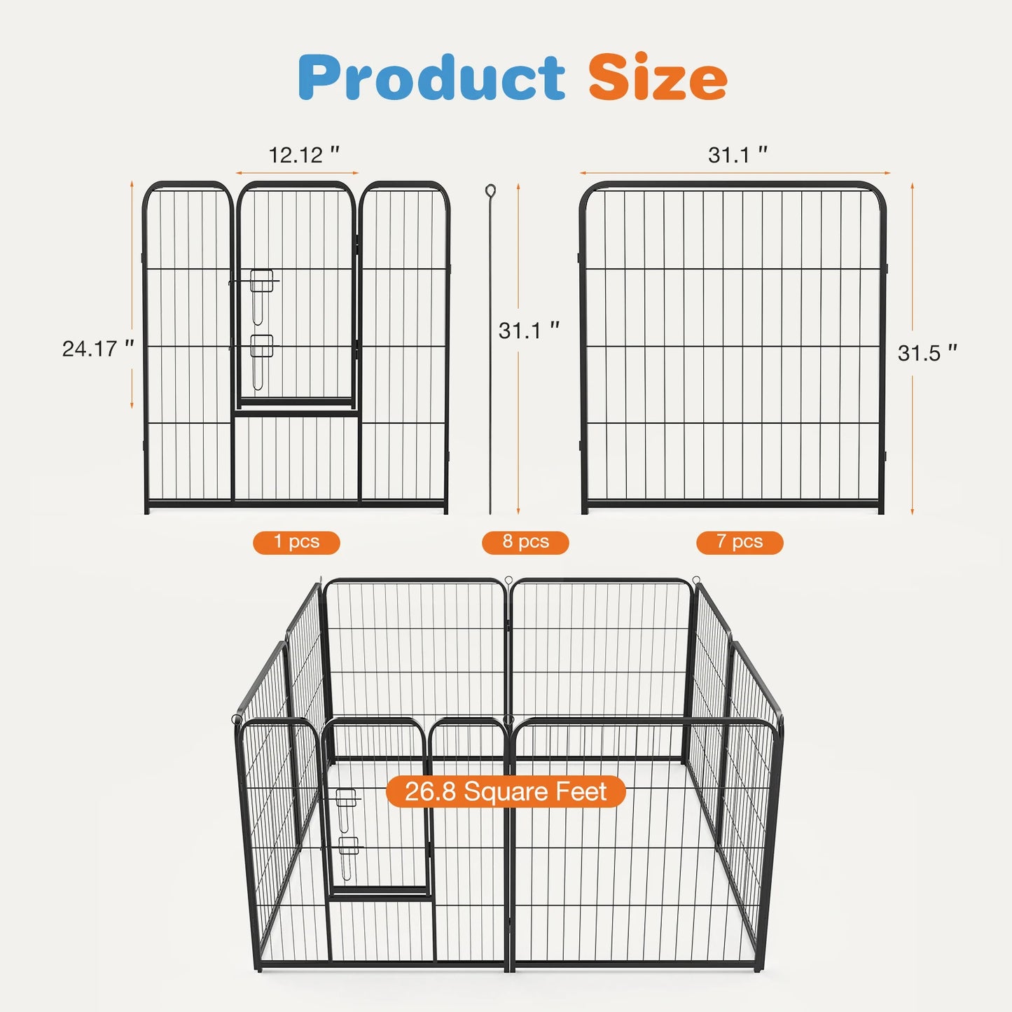 8 Panel Dog Playpen Indoor; Exercise Fence  Outdoor;