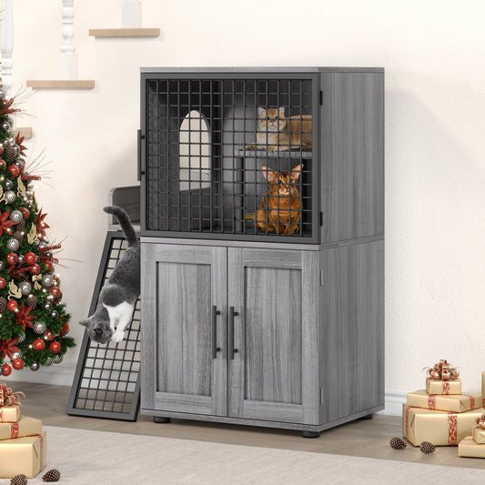 Cat Litter Box Enclosure , Cat Litter Hidden; Cat Cabinet with Ladder