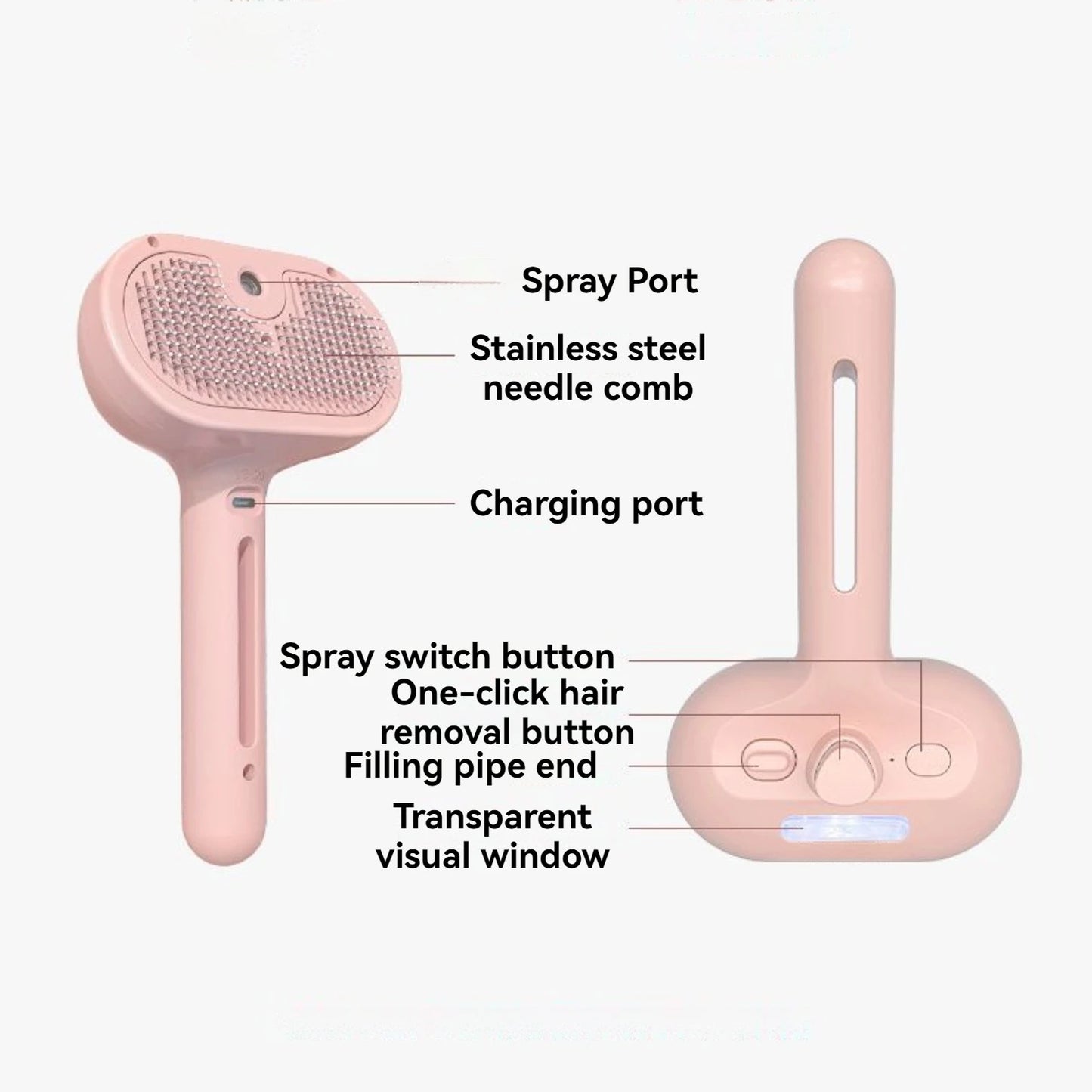 Cat Steam Brush;  Pet Spray Hair Removal Comb;