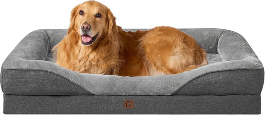Memory Foam Dog Bed - Orthopedic Sofa with Sides,;