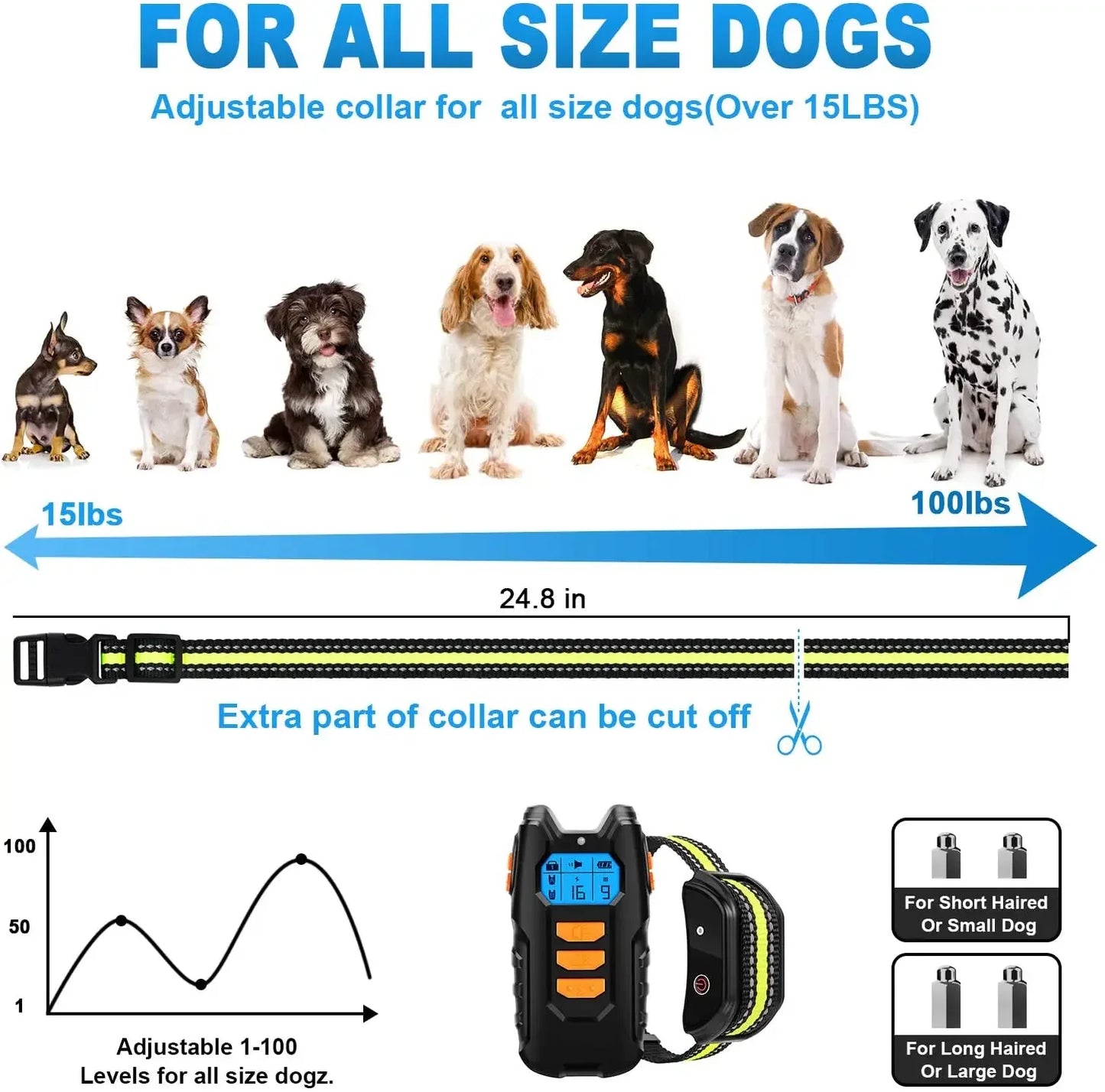 Dog Training Collar W/ Remote; Shock Electric Vibrator Sound USB Rechargeable