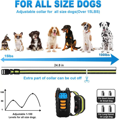 Dog Training Collar W/ Remote; Shock Electric Vibrator Sound USB Rechargeable