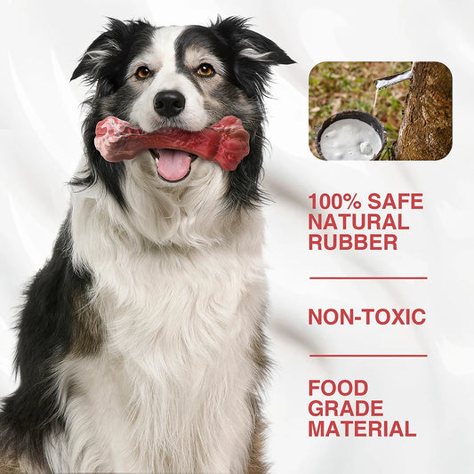 Toys Aggressive Chewers; Bone-Shaped Indestructible Rubber ;