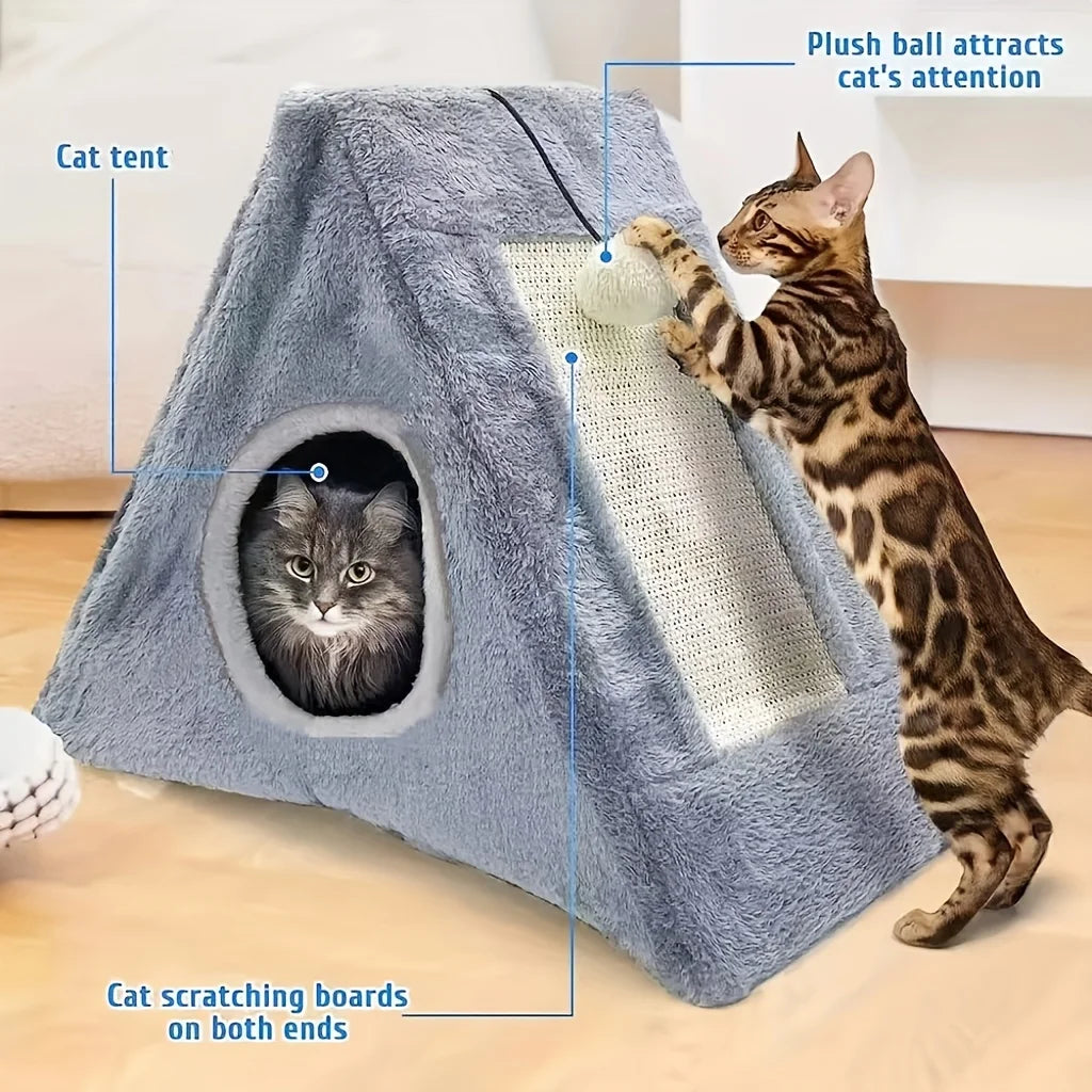 Cat bed  for cats under 15 lhs; toy ball, scratching board