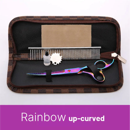 Classical Model homeuser Alloy steel 6.5/7.0 Inch rainbow&black dog grooming scissors; Shears set for household pet owner;