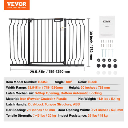 Dog Gate Walk Thru; Child Pet Security; Pressure Mount;