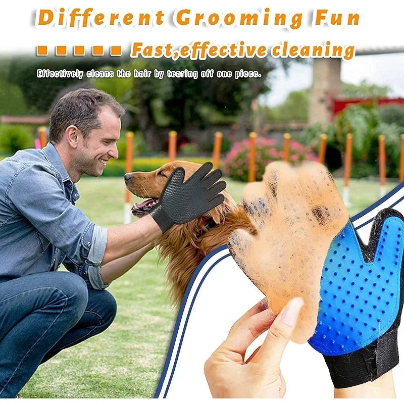 Grooming Dog / Cat  Fur 2 Sided Grooming Glove;  De-Shedding/ De-Matting Pet Hair Glove