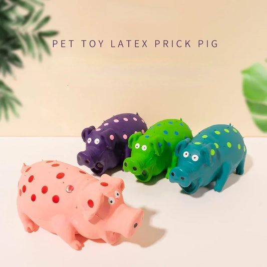 Squeaky Pig Dog Toy Latex Rubber;