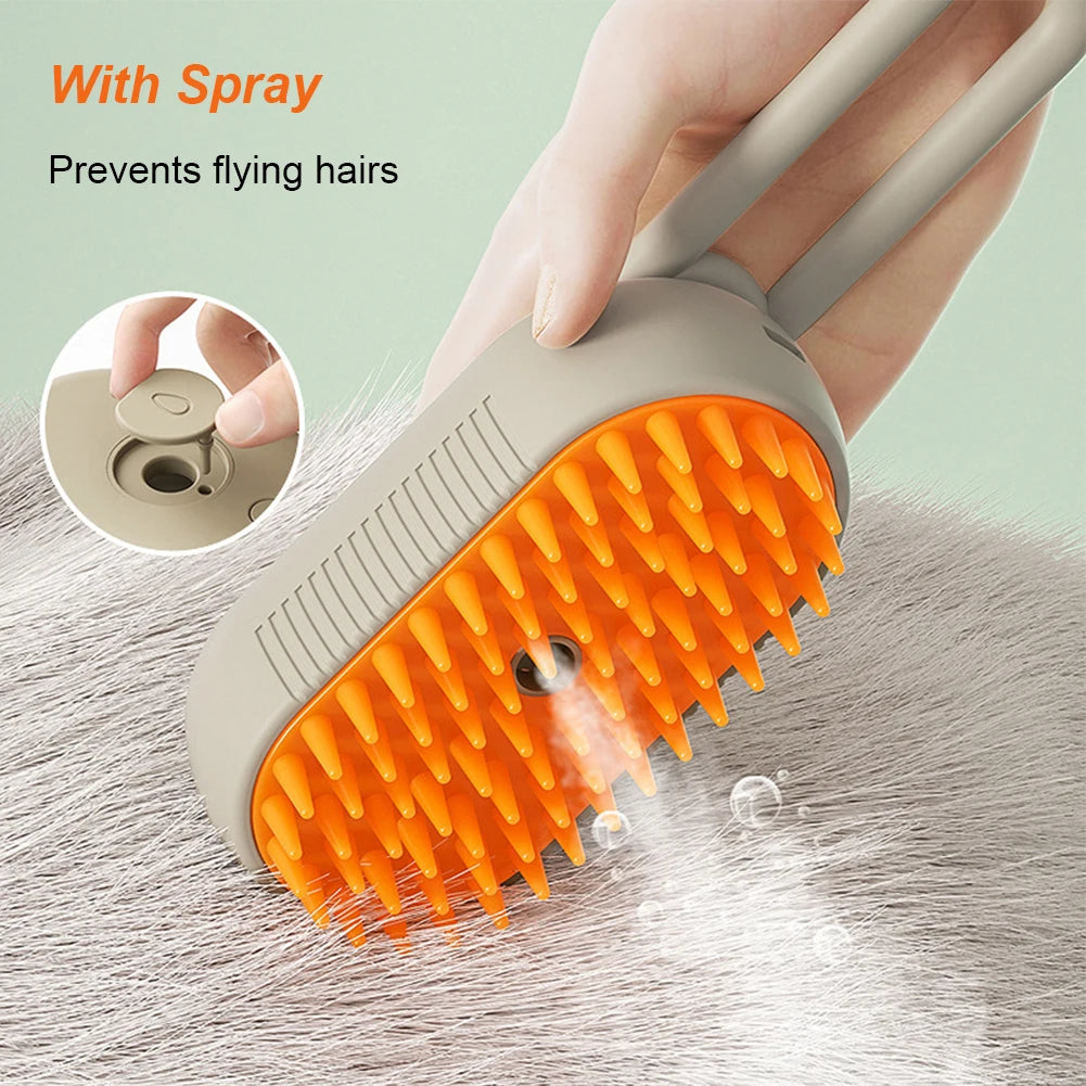 3-in-1Pet Hair Brush;  Electric Pet Cleaning Brush; Steam Spray Brush; Massage Hair Removal brush;