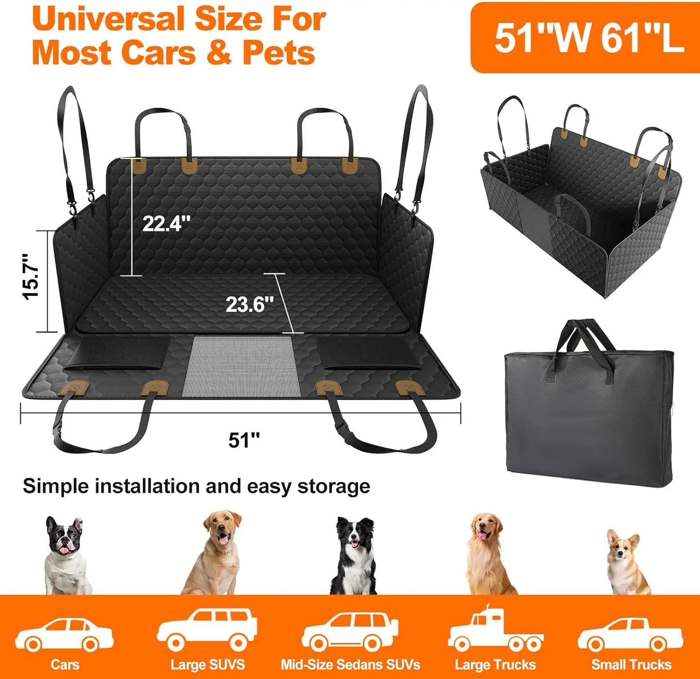 Waterproof Pet  Foldable Car Seat ;  Trunk/ Car  Back Seat Protector;
