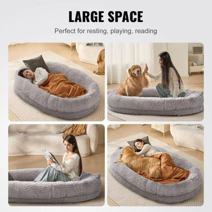 Extra Large Dog Bed 72x48x10in; Washable Velvet Bean Bed;