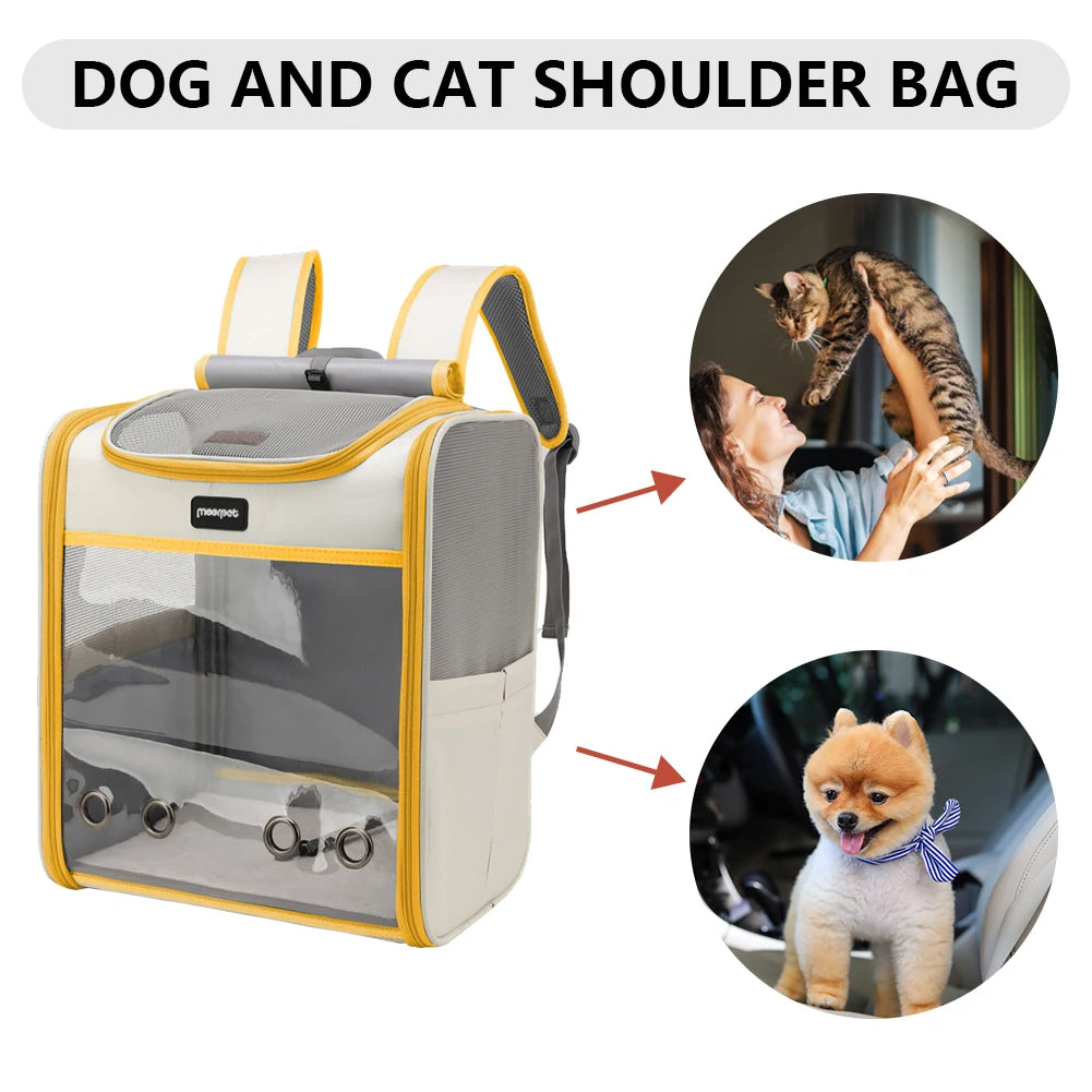 Carrier Pet Backpack Breathable; Transparent Portable Foldable Large Pet Carrier