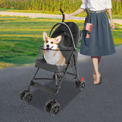 Pet Travel Stroller/ Foldable;Transport Cat/dog Stroller w/Safety Rope;