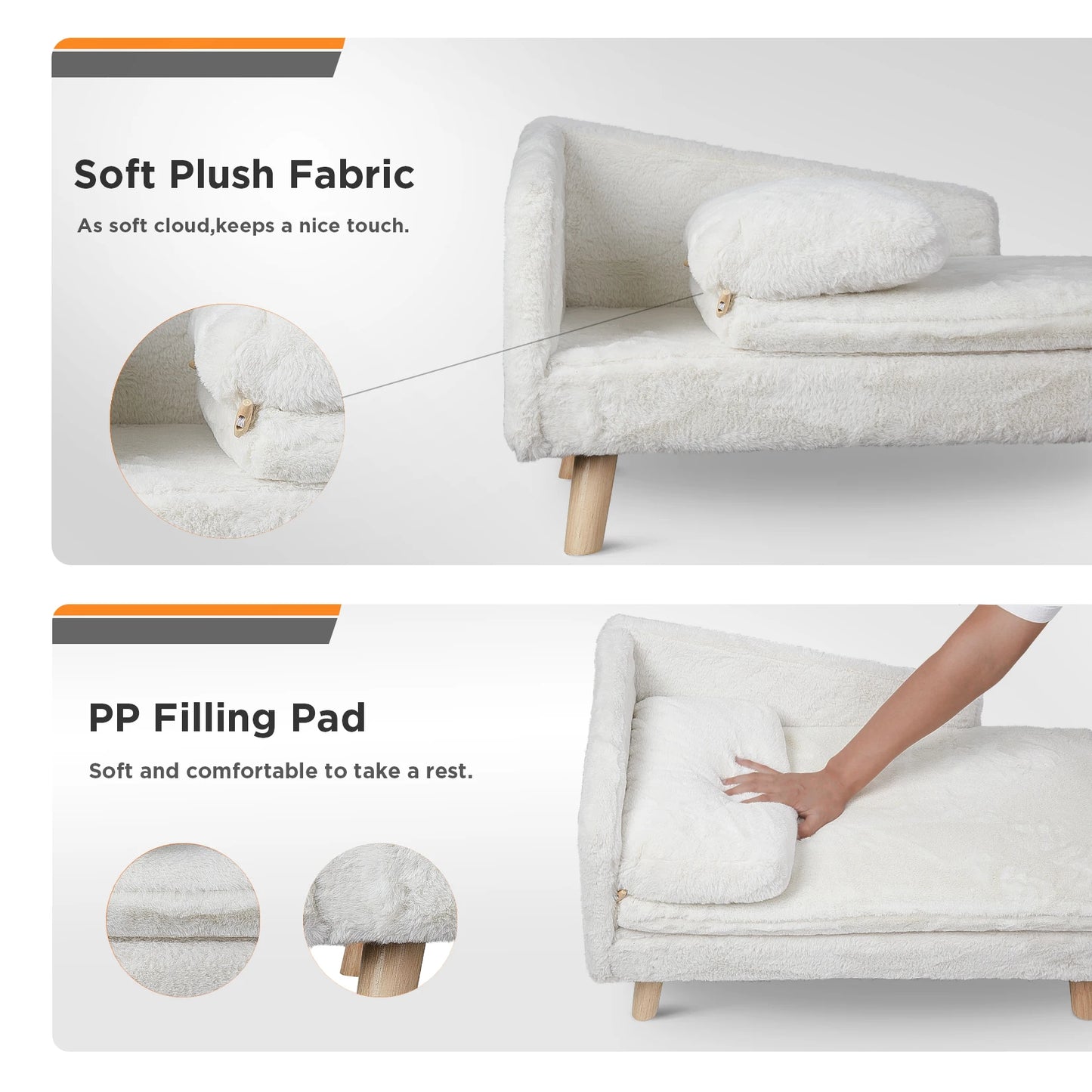 Elevated Pet Bed;Nordic Stool Bed w/ Pad; Waterproof Pet Sofa