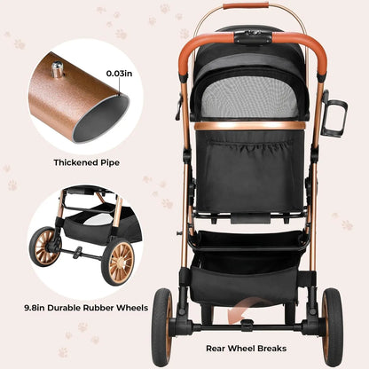Dog/Cat Stroller; Box Can Be Attached in Car; Transport Foldable;