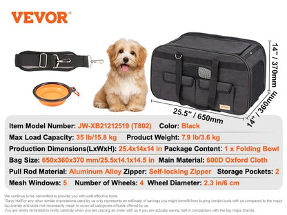 Pet Carrier Breathable; Airline approved; Carry Backpack w/ Telescopic Handle