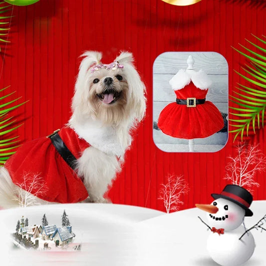 Dog Christmas Coat;Dog  Xmas Dress Red ; Dog Costume;