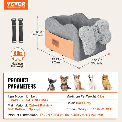 Dog Car Seat; Waterproof Dog Booster Seat; Pet Car Seat with Clip-On Safety Leash;