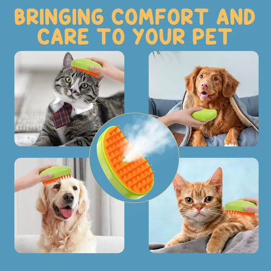 Pet Steamer Brush, , Cat Water Brush for Massage; Self Cleaning, Steaming Cat Brush ;