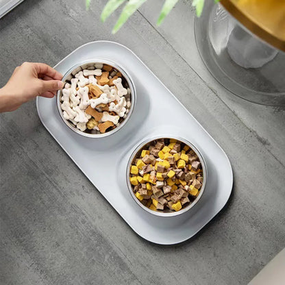 Stainless Steel Double Cat/ Dog Bowl; Cat Food Container  Non-slip  Tilt Safeguard Neck Puppy/ Cat Bowl ;