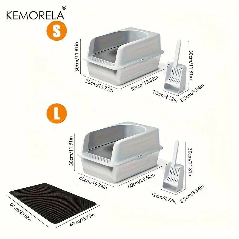 Stainless Steel Litter Box W/ Litter Mat& Scoop; HighVolume;