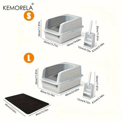 Stainless Steel Litter Box W/ Litter Mat& Scoop; HighVolume;