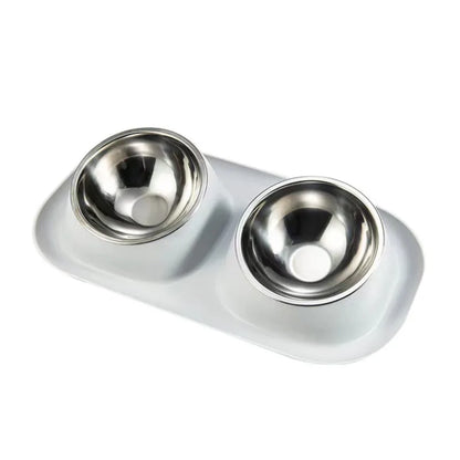 Stainless Steel Double Cat/ Dog Bowl; Cat Food Container  Non-slip  Tilt Safeguard Neck Puppy/ Cat Bowl ;