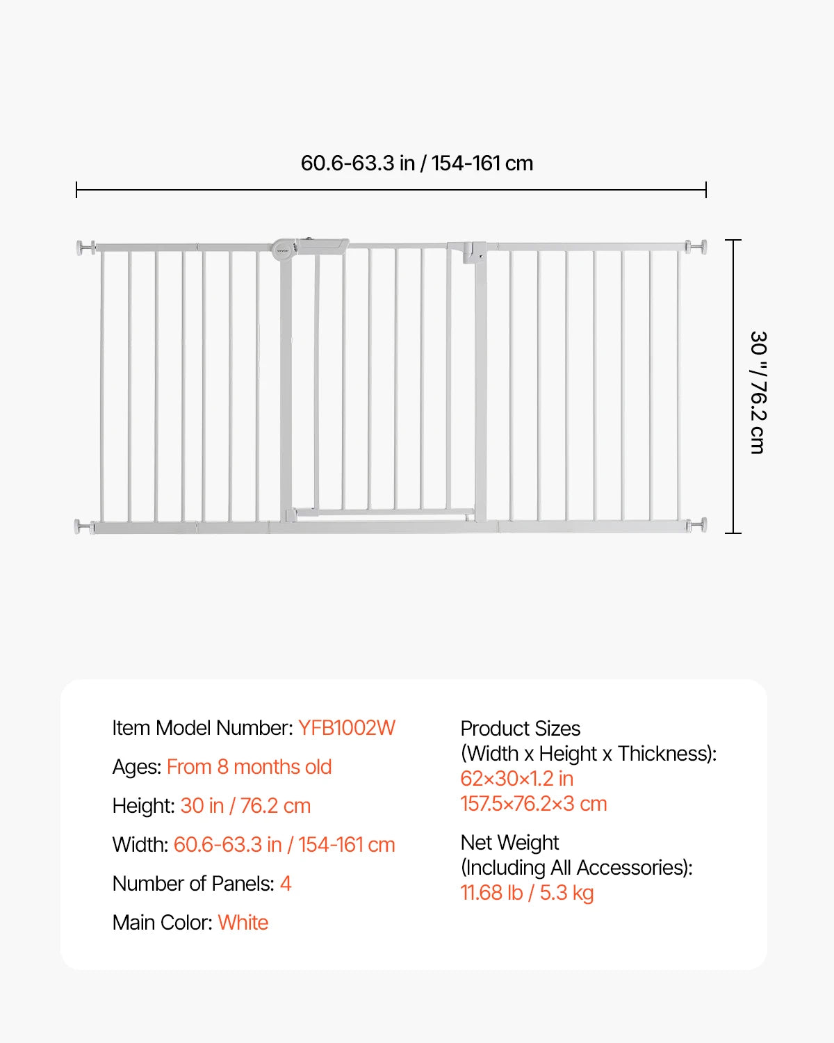 Dog Gate Walk Thru; Child Pet Security; Pressure Mount;