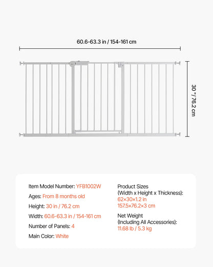 Dog Gate Walk Thru; Child Pet Security; Pressure Mount;