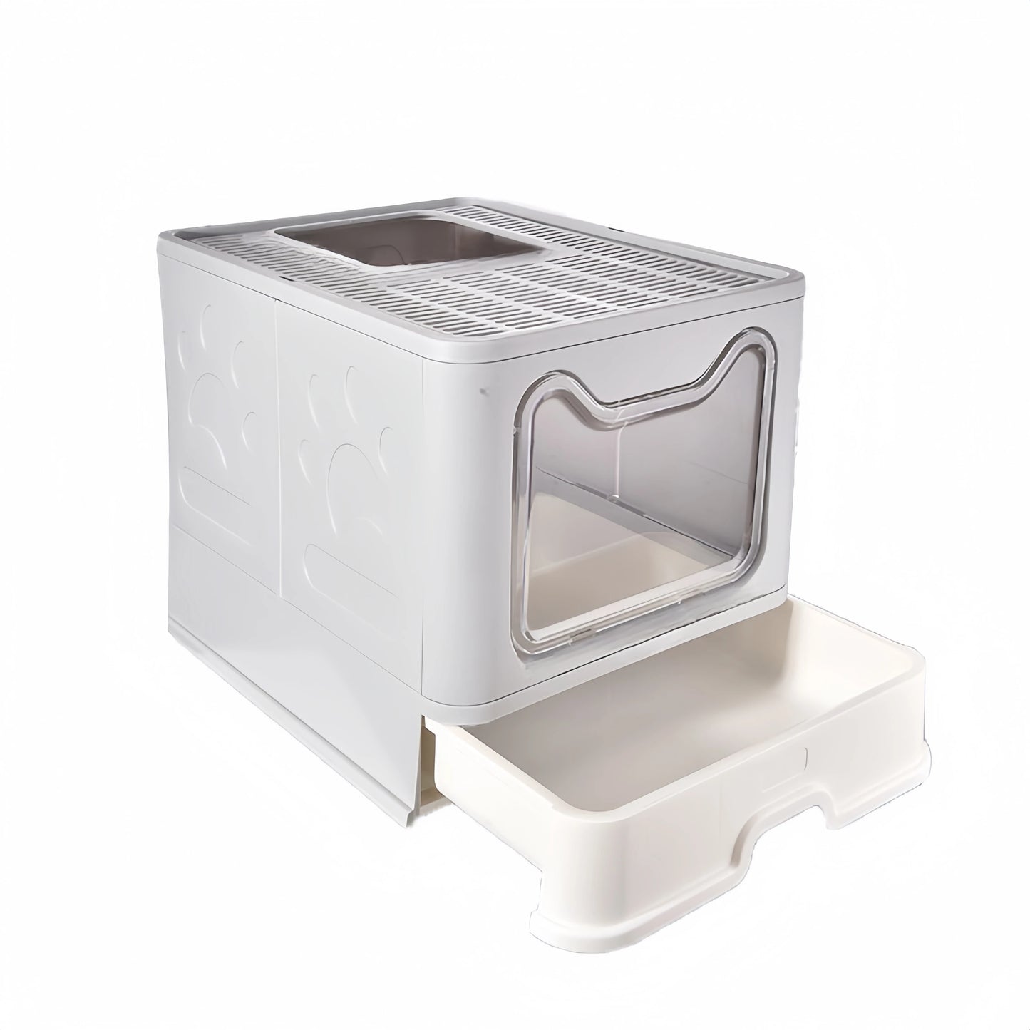 Convenient Foldable Litter Box: Drawer Design with Scooper:  Easy Cat Waste Management;