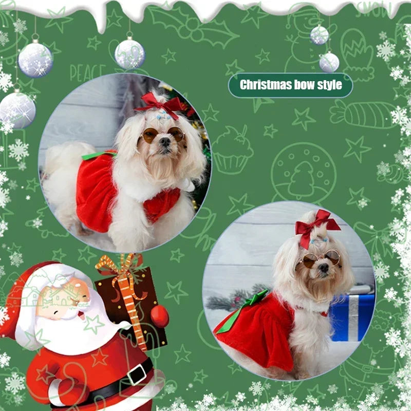 Dog Christmas Coat;Dog  Xmas Dress Red ; Dog Costume;