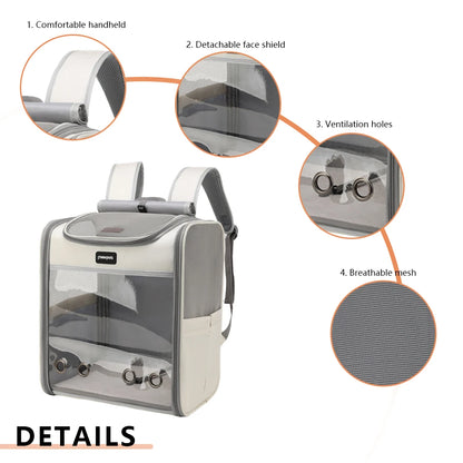 Carrier Pet Backpack Breathable; Transparent Portable Foldable Large Pet Carrier