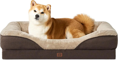 Memory Foam Dog Bed - Orthopedic Sofa with Sides,;
