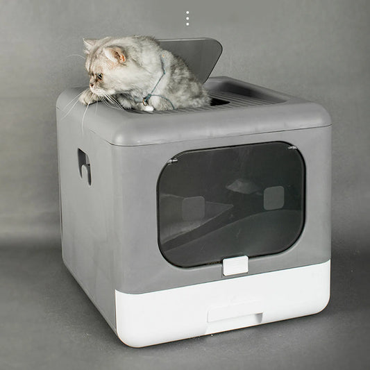 Cat Litter Box Large; Plastic Spill Proof Cat Toilet